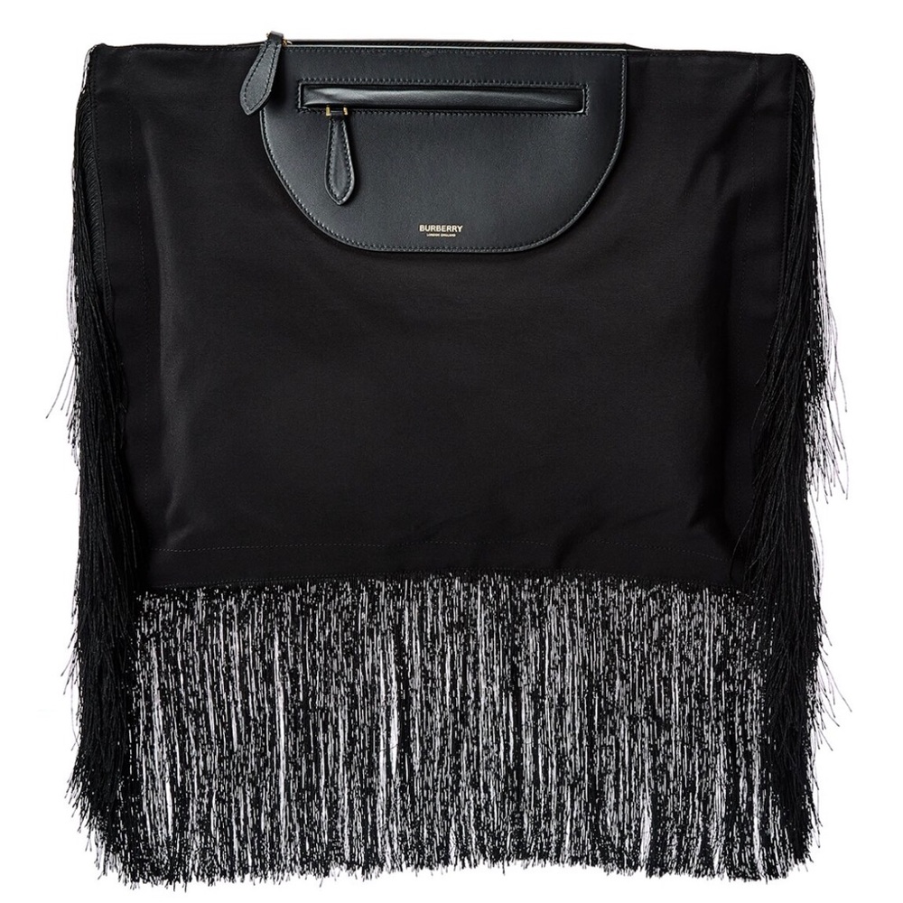 Burberry Black and Silver Fringe Clutch